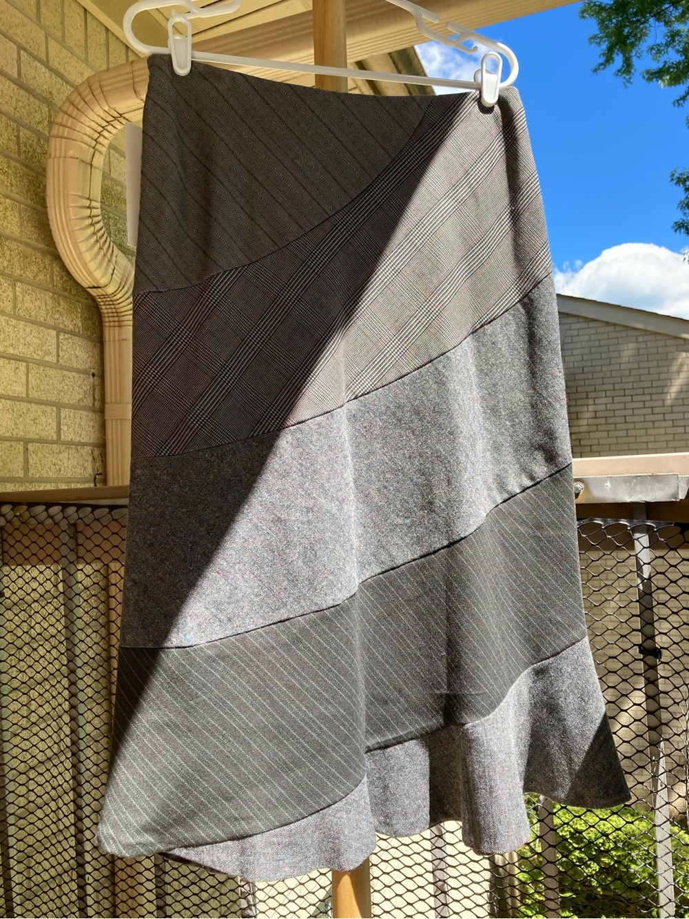 Vintage Allison Taylor Gray Mixed Prints Patchwork Striped Skirt Size 10 NWT - Picture 7 of 17